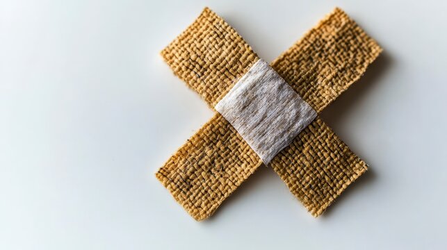 Simple Beige Fabric Bandage On White Background