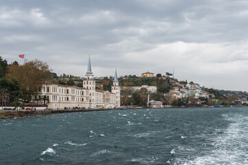 Kuleli Military High School is a military school. View from Bosphorus, Istanbul Turkey