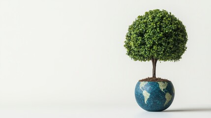 Small Green Tree Planted In A Globe Pot
