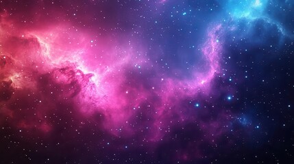 Naklejka premium abstract fluid art background with deep purple transitioning to electric pink and cosmic blue, grainy texture overlay, ethereal nebula effect