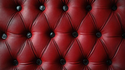 Fototapeta premium Red Leather Couch Close Up