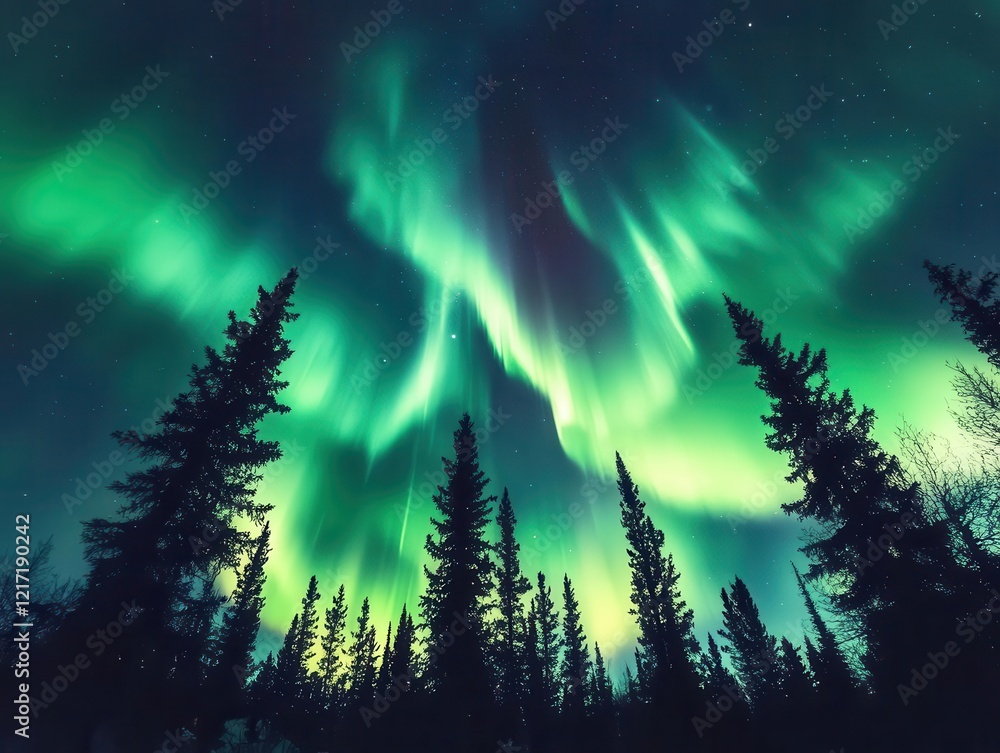 Poster ethereal aurora borealis merging with cosmic nebulae, creating dimensional portals across space and 