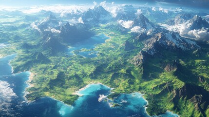 Fototapeta premium Ocean Island Bay Archipelago List of peninsulas Aerial photography Tropics Lagoon Cape Bird's-eye view