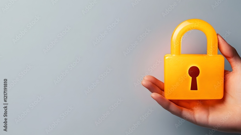 Aufkleber glowing security lock icon in hand representing cybersecurity and data protection