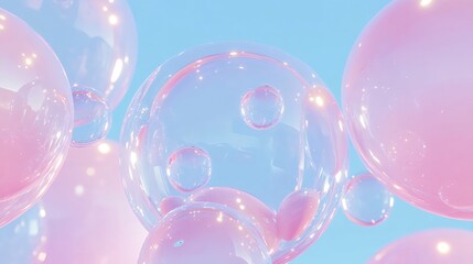 Pastel Gradient Background With Glowing Bubbles in High Resolution