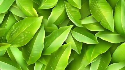 Fototapeta premium Lush Vibrant Green Jungle Leaves in High Detail for Nature Themes