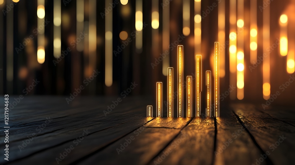 Poster glowing digital data analytics charts in corporate tech environment