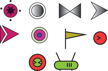 set of buttons with icons