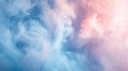 Naklejka premium ethereal pastel nebula swirling with soft blue and pink hues, creating a dreamy cosmic gradient with delicate light rays piercing through translucent clouds