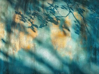 Naklejka premium weathered concrete wall with layered textures, dramatic shadows, organic patterns, and distressed surface creating abstract composition