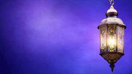 Fototapeta premium Festive Ramadan lantern glows, night sky, celebration