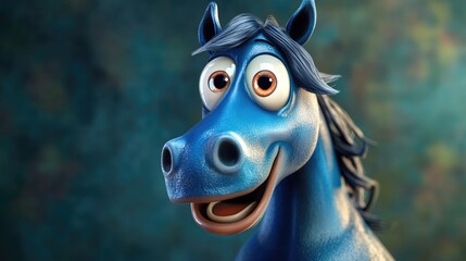 Horse with blue face