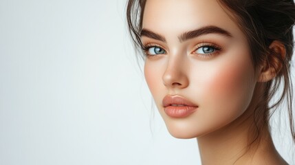 Naklejka premium Beautiful Woman with Flawless Skin and Perfect Makeup