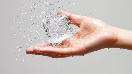 Fototapeta premium Water Drops Splashing from a Hand Dynamic Motion and Texture