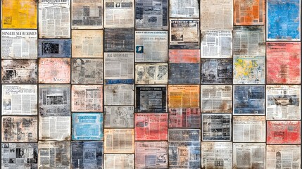 Aged Newspaper Collage with High-Quality Photorealistic Texture