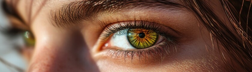Close-up of a vibrant green eye showcasing unique details.