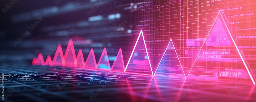Poster peak energy demand concept. digital graph showcasing vibrant data trends and analytics in a futurist