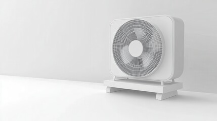 White Square Desk Fan 3D Render