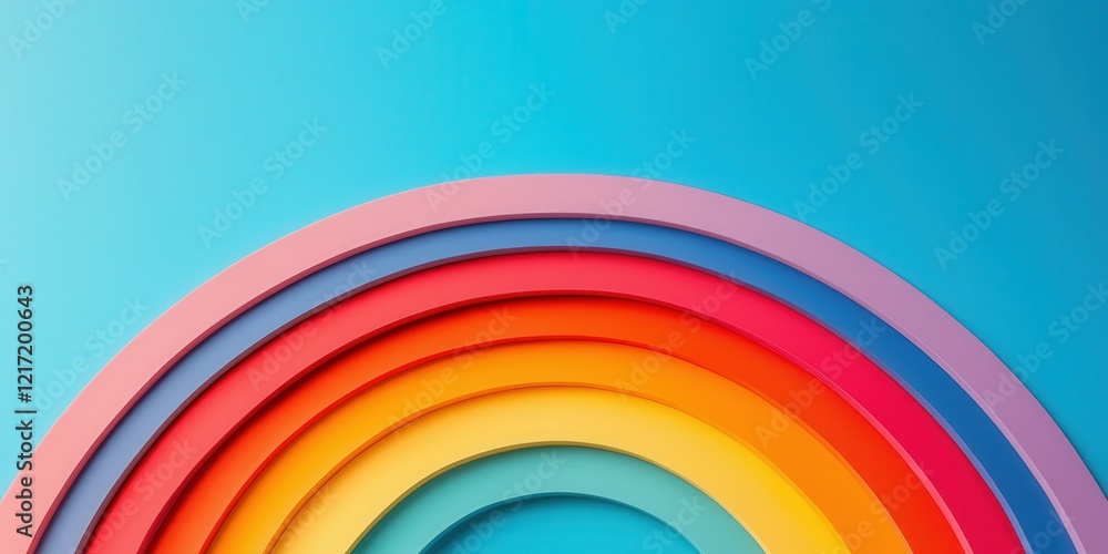 Poster peak energy demand concept. vibrant rainbow arcs against a soft blue background create a cheerful an