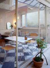 cafe korea chair table interior plant exterior
