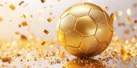 Golden Soccer Ball with Confetti