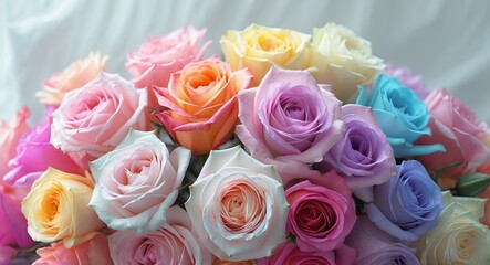 A stunning display of multicolored roses accentuating the essence of love and beauty.