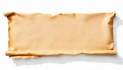 Obraz premium Old paper horizontal banner. Parchment scroll isolated on white with shadow, flat design