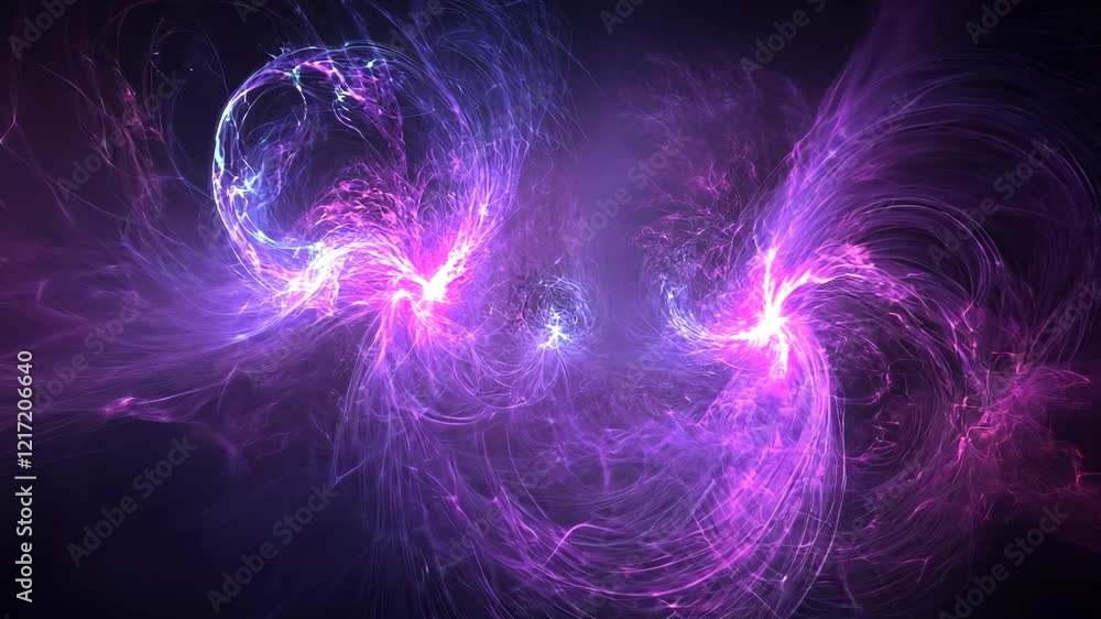 Poster colorful abstract fractal pattern showing swirling energy and light in a cosmic backdrop