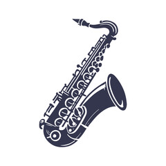 Naklejka premium Saxophone Silhouette: Elegant Musical Instrument Design Template