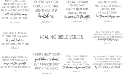Fototapeta premium Healing Bible Verses Bundle, Christian biblical quotes set, encouraging verses poster, vector illustration