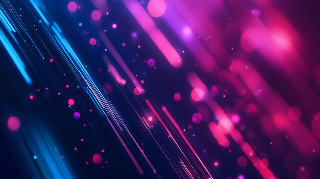 Vibrant abstract background inspired by intelligence showcasing dynamic lines and glowing dots in a blend of blue and pink hues. Generative AI