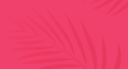 The shadow of palm branches on a bright pink background creates the atmosphere of a tropical summer. © Тима Рябец