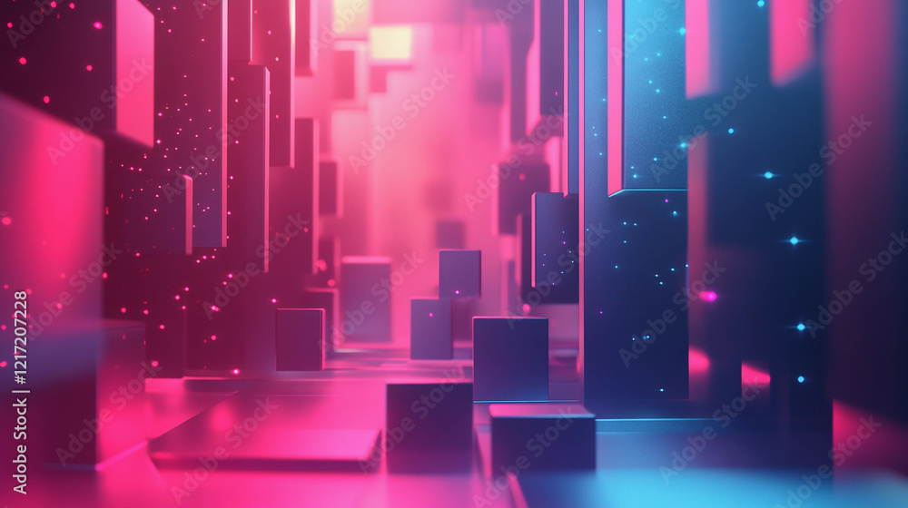Poster intelligence inspired background featuring dynamic cubes and vibrant colors creating a futuristic at