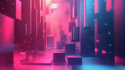 Intelligence inspired background featuring dynamic cubes and vibrant colors creating a futuristic atmosphere. Generative AI