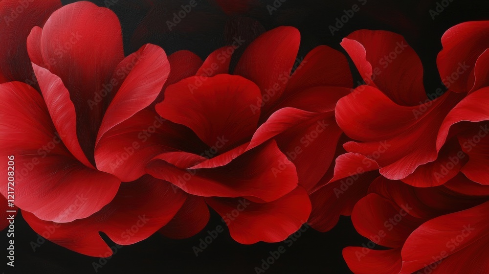 Aufkleber close-up of a group of red flowers. the flowers are arranged in a way that they are overlapping each