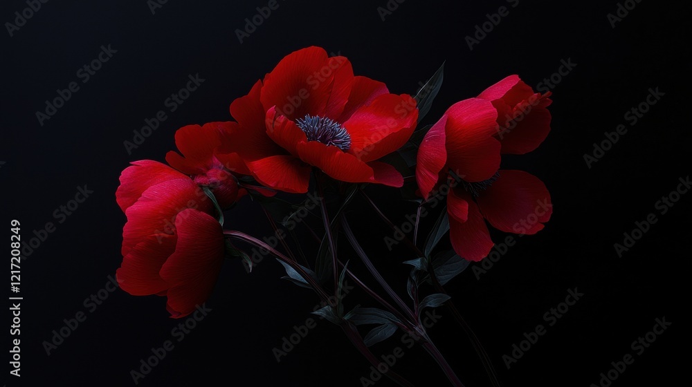 Aufkleber close-up of a bouquet of red flowers. the flowers are in full bloom and are arranged in a way that t
