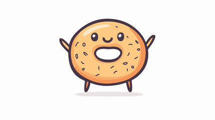 Obraz premium Adorable Kawaii Style Cute Donut Character with Arms and Legs in Wide Angle View