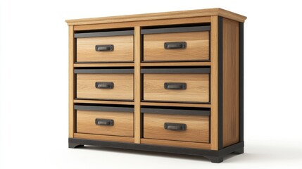 Stylish Wooden Chest of Drawers with Six Drawers