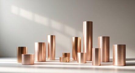 Elegant Rose Gold and Gold Cylinders Abstract Product Display Background