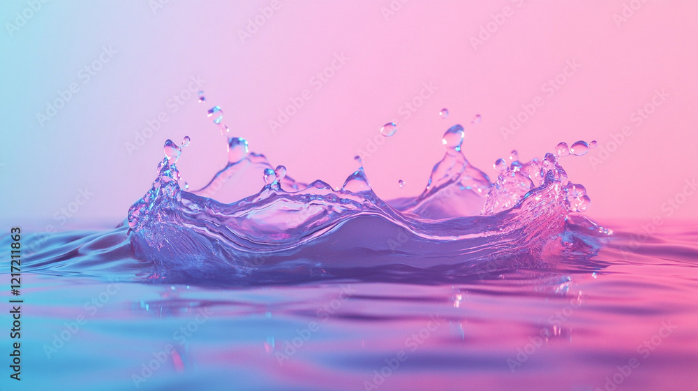 Poster vibrant splash in a pool of blue and pink colors creating a captivating visual effect. generative ai