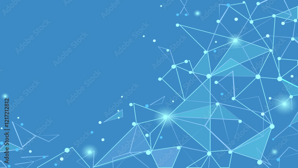 Poster light blue abstract background. glowing gradient point line connection dots low poly banner backdrop