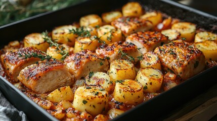 Roasted Pork Tenderloin with Roasted Potatoes and Thyme