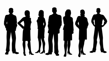 Silhouette of a diverse business team standing together