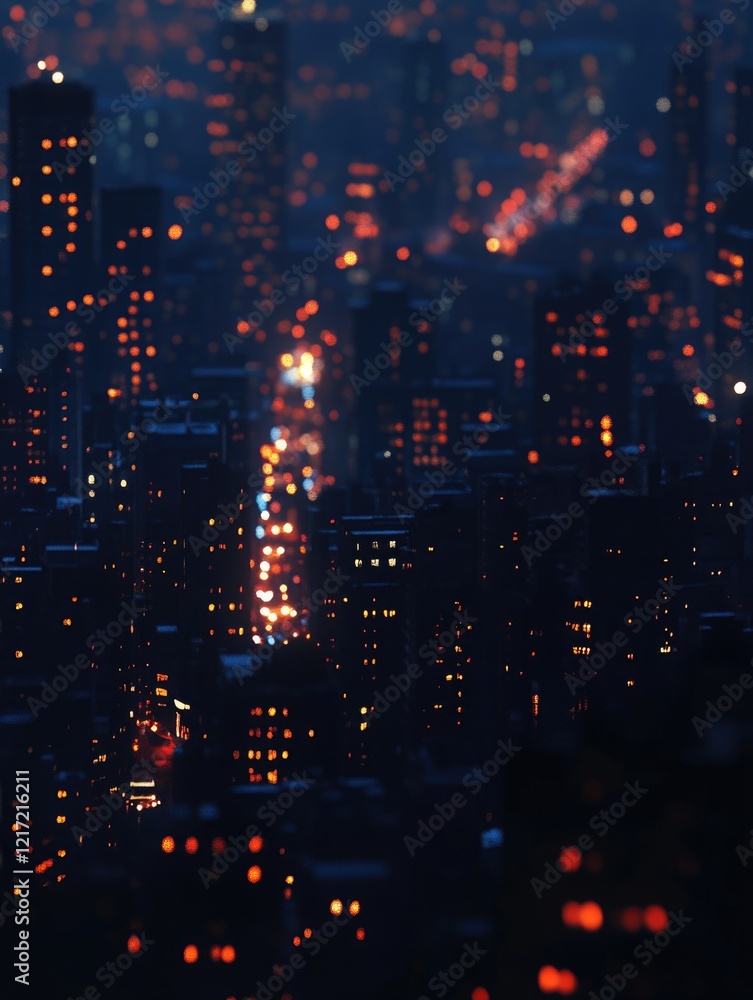 Wall mural Cityscape at Night from High Rise Building