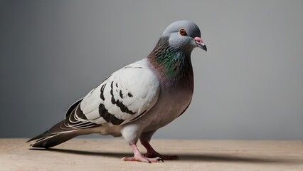 Portrait of white dove standing outdoors among flock