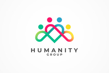 People logo design, humanity people group Logo with gradient color, human logo design template element, vector illustration