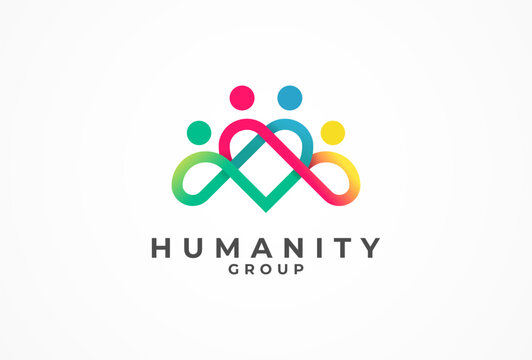 People logo design, humanity people group Logo with gradient color, human logo design template element, vector illustration