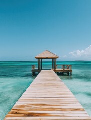 Fototapeta premium Wooden Pier and Gazebo by Ocean