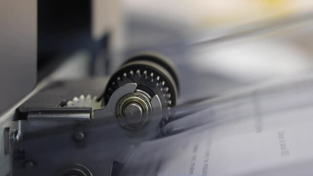 An enveloping machine at the lettershop prepares and processes letters and mailings for the post office or print shop. Print sorted with spine. Lettershop or bookbinder manufacture.