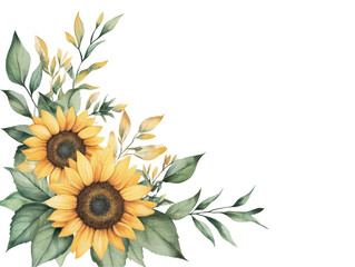 Isolated Sunflower Floral Corner